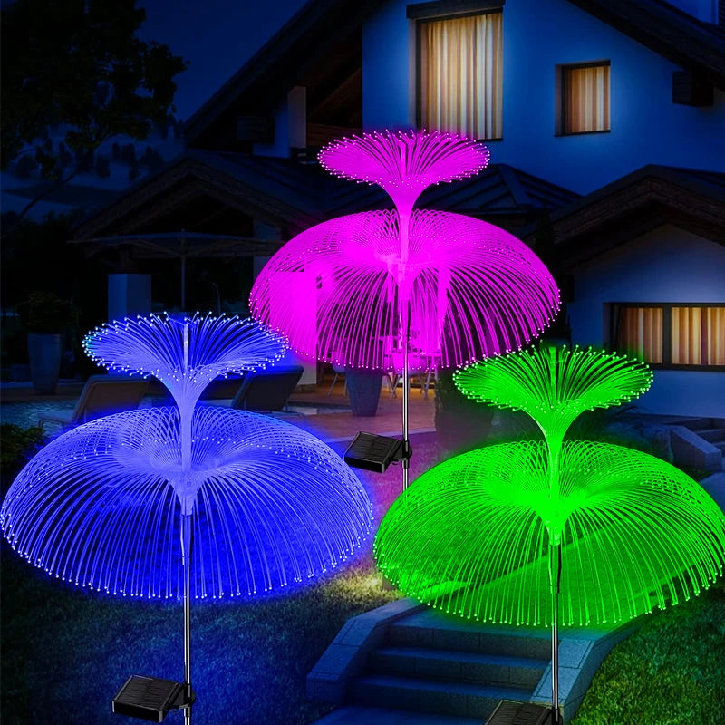 Solar Double Jellyfish Pathway Lights LED Garden Decor  Stake Light Waterproof Outdoor Yard Lawn Patio Solar Lawn Lamp