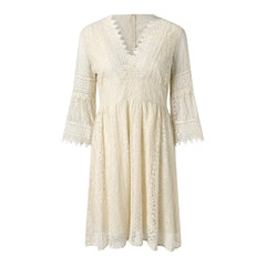 Summer White Lace Dress For Woman 2023 Trendy Casual Beachwear Cover-ups Outfits