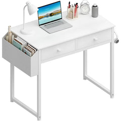 Small White Desk with Drawers - for Bedroom, 32 Inch Home Office Computer Desk, desk table