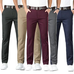 Men's Spring Summer Fashion Business Casual Long Pants Suit Pants Male Elastic Straight Formal Trousers