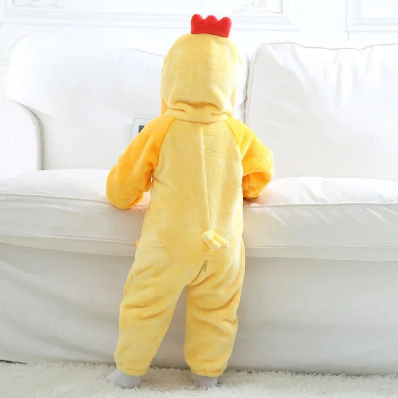 Infant Toddler Yellow Chick Costume Kigurumi for Baby Boys Girls Bodysuit Jumpsuit Onesie Flannel Comfortable