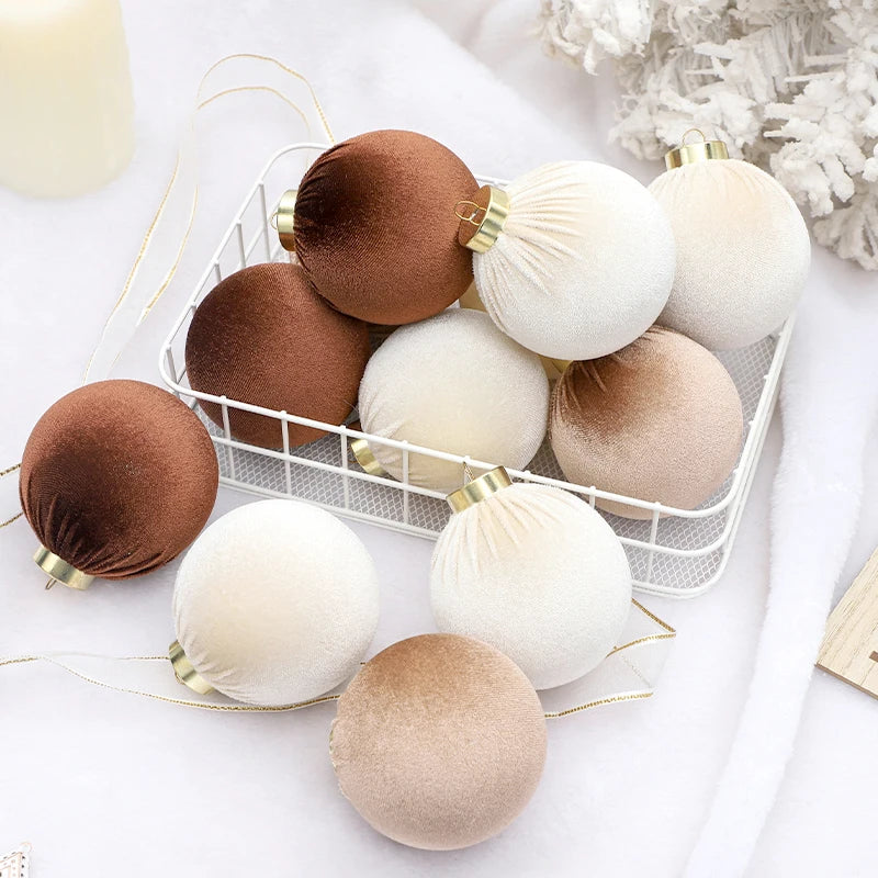 Coffee Velvet Christmas Ornaments Ball Christmas Tree Ball Ornaments Plastic Decorative Christmas Tree Hanging Ball for Xmas