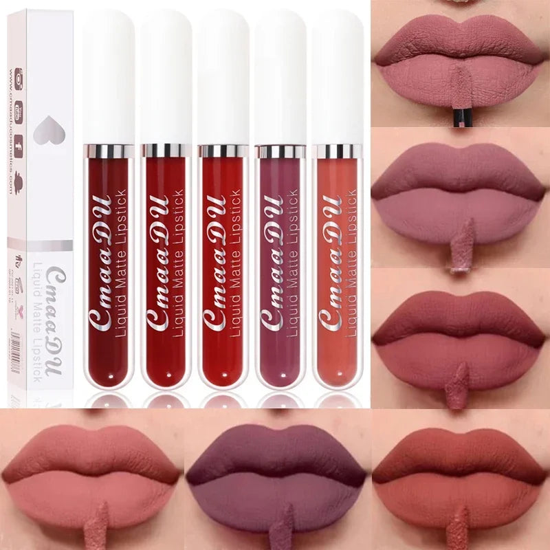 Waterproof Matte Nude Lip Gloss Brown Nude Pigment Dark Red Long Lasting Velvet Liquid Lipstick