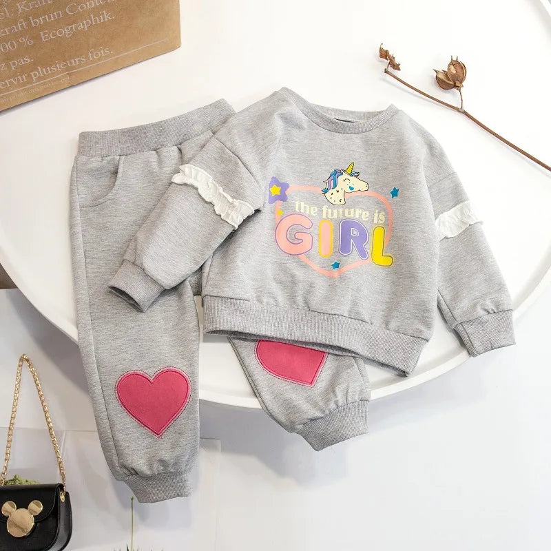 Kids Girls Clothes Sets Autumn Spring Cartoon Rabbits Girl Pullover