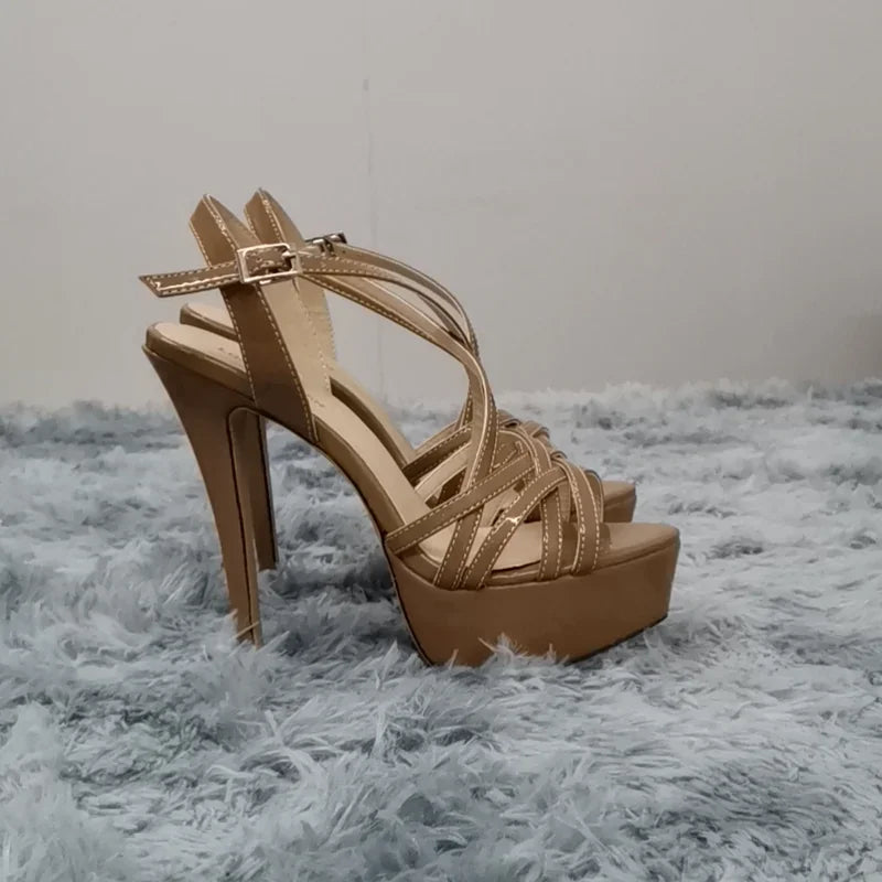 Platform High Heels Sandals Ankle Strap Open Toe