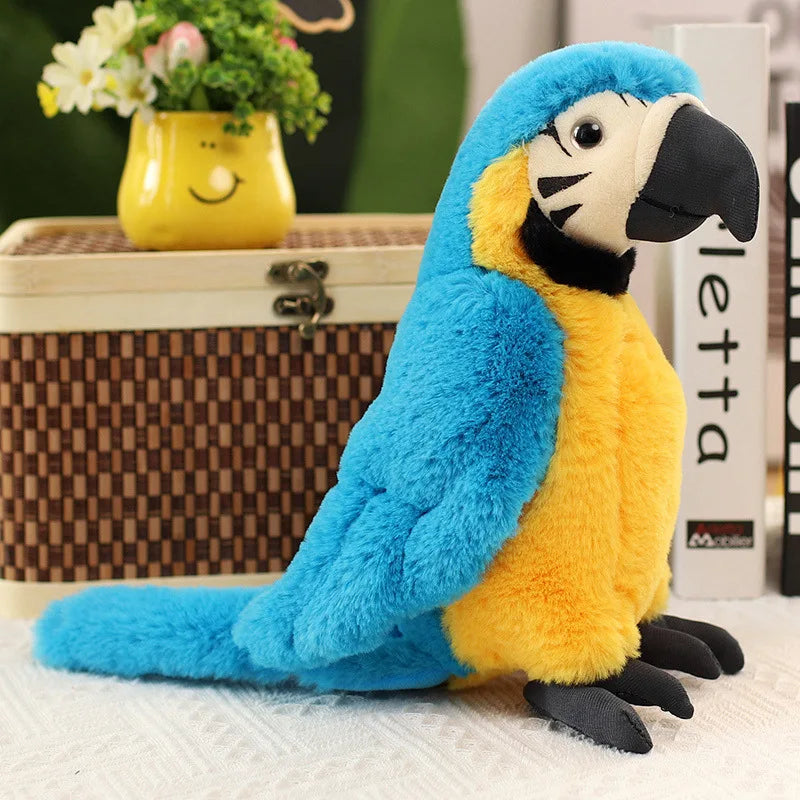 Cartoon Lifelike Parrot Plush Toys Stuffed Macaw Wild Animal Dolls Room Bookshelf Decoration for Kids Boys Birthday Xmas Gifts