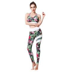 Cloud Hide Flower Printing Yoga Set Gym Outfits Sportswear Women Fitness Tracksuit Bra Top High Waist Leggings Pants Sports Suit