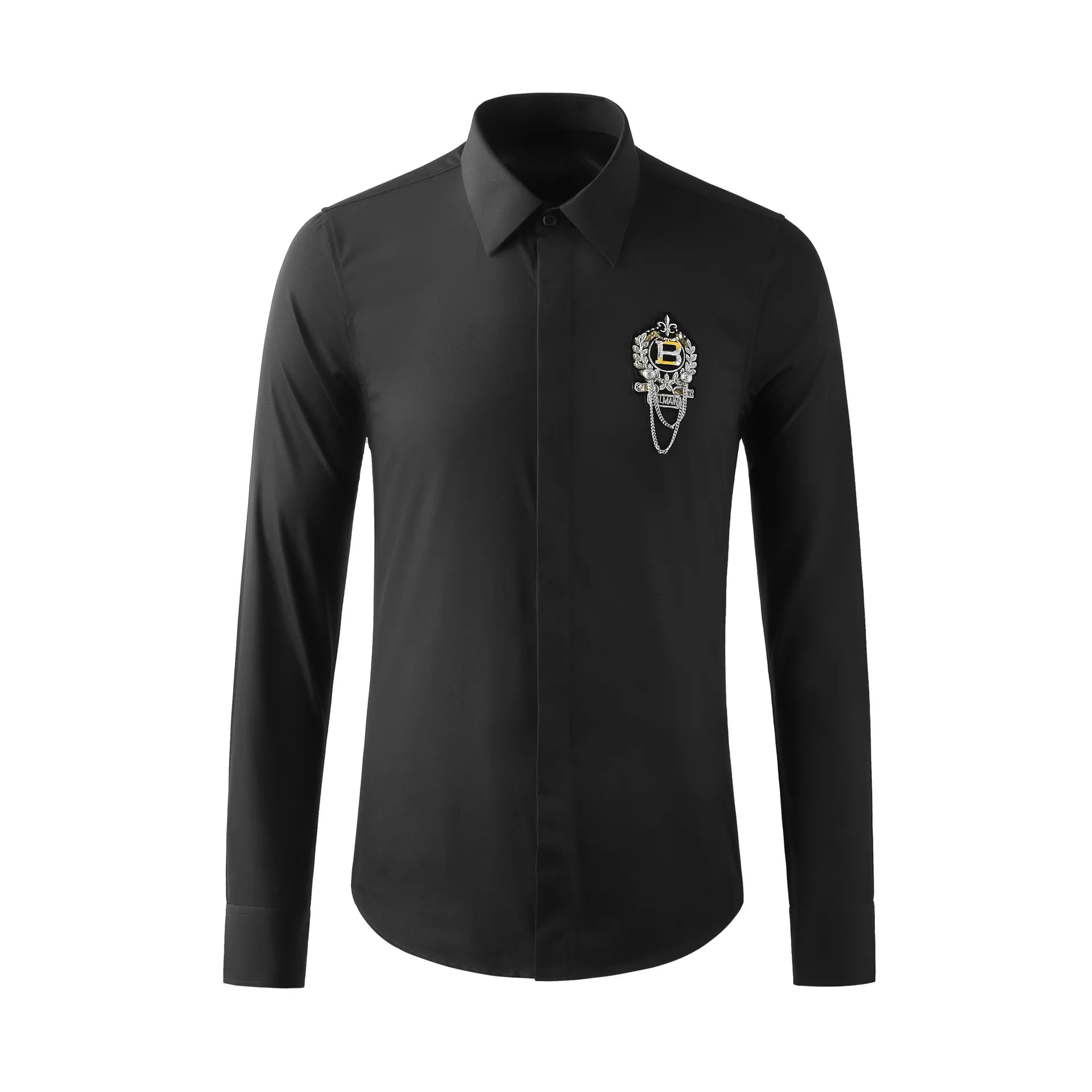 Luxury Handmade Badge Men's Shirt Long Sleeve