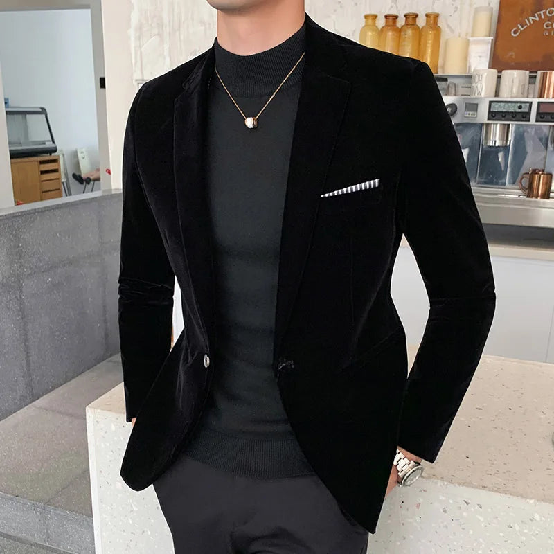 Men Wedding Groom Singer Costume Slim Blazer Formal Wear Dress Burgundy Velvet Blazers for Men Fashion Casual Suits Jackets 5XL