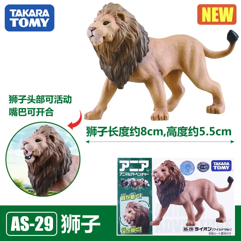 Original Takara Tomy Tomica Simulation Wild Animal Tiger Crocodile Elephant Lion Panda Orangutan Model For Children Toy Gift