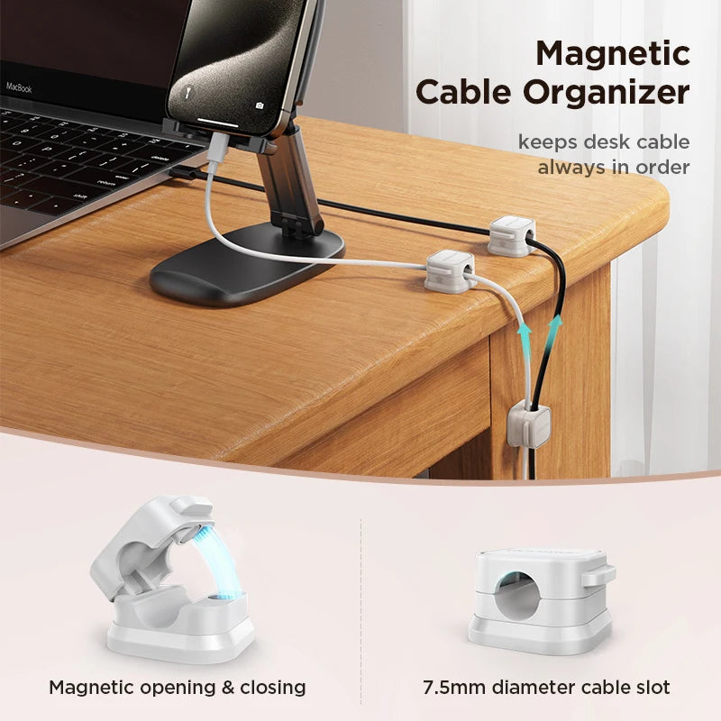 Magnetic Cable Clip Cord Holder Adhesive Wire Holder Keeper Organizer for Home Office Under Desk Cable Management