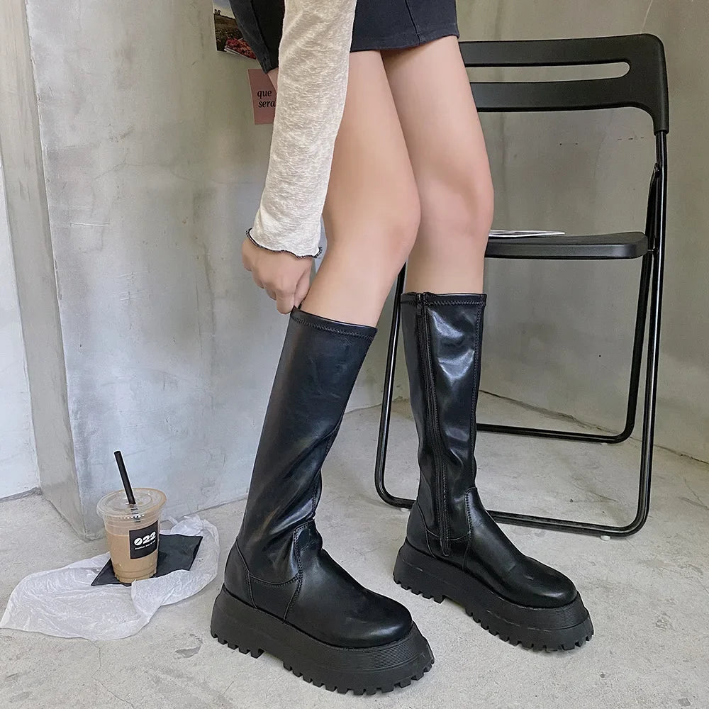 Ladies Short Boots Women‘s 2024 New Thick Bottom Fashion British Style Fashion Casual Knight  Motorcycle Boots Autumn Winter PU