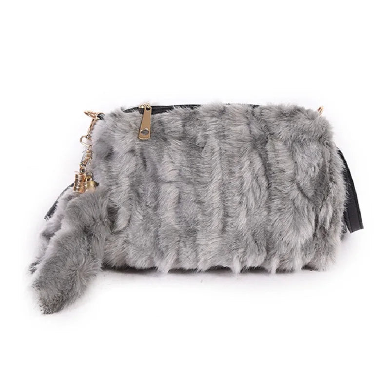 Faux Fur Plush Women's Handbags Ladies Shoulder Crossbody Bags