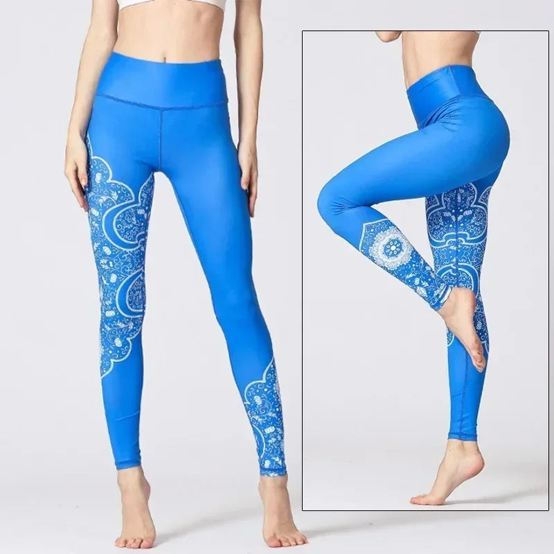 Cloud Hide Yoga Pants Women Flower High Waist Sports Leggings