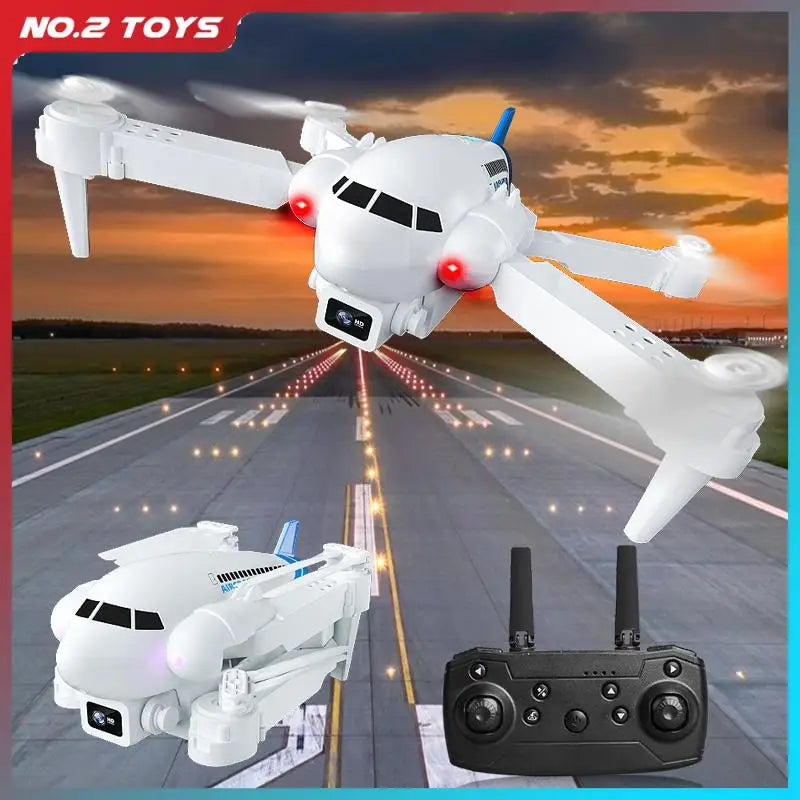 Remote Control Aerial Passenger Aircraft Drone 4K Dual Camera Folding Mini RC Plane Quadcopter Helicopter