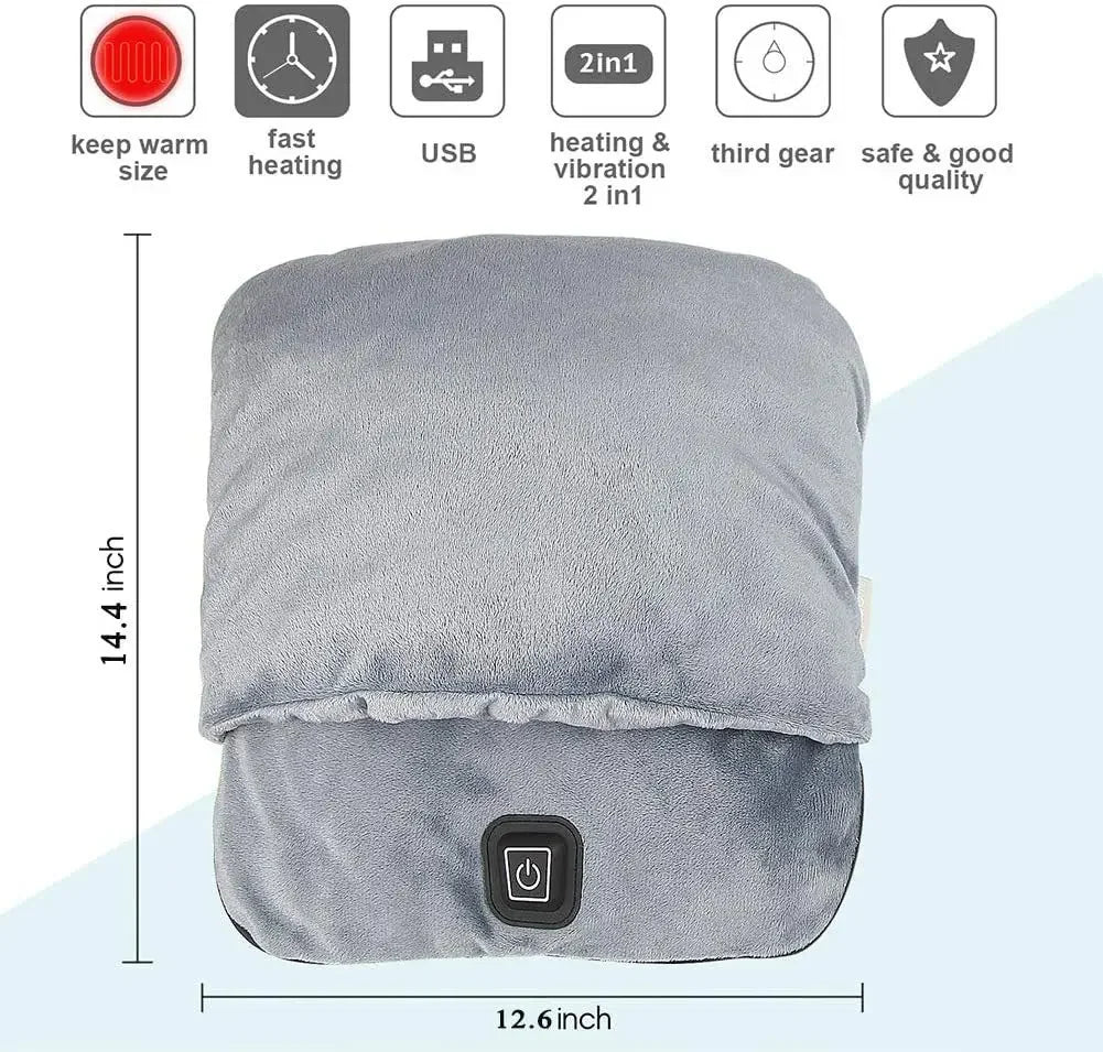 Universal Electric Heating Foot Pad USB Charging Household Washable 29cm Soft Plush Foot Warmer