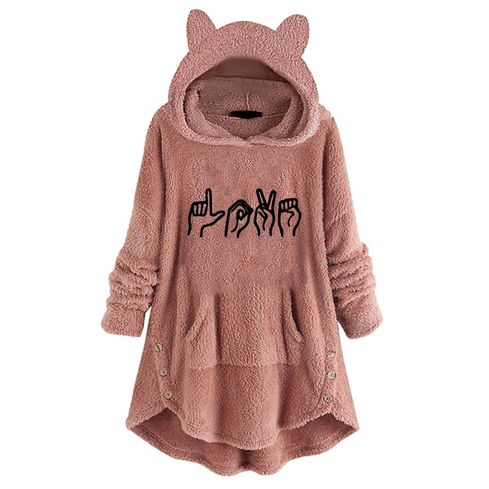 Everyday Print Long Sleeve Sweatshirt Women's Hooded Drawstring Sweatshirt Kpop Pullovers