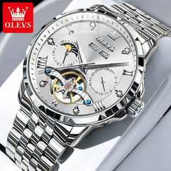 Men's Watch Luxury Business Multi functional Flywheel Lunar Waterproof Brand Watch