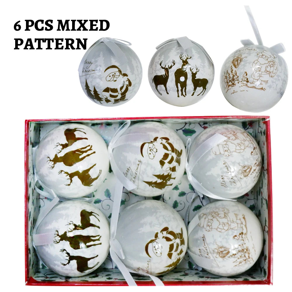 6PCS Xmas Tree Hanging Ball Ornament Decorations Gift New Year Navidad Eazy Hang Ball