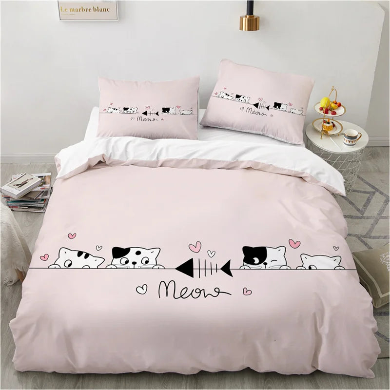 Cute Cartoon Animals Pink Toddler Bedding Set