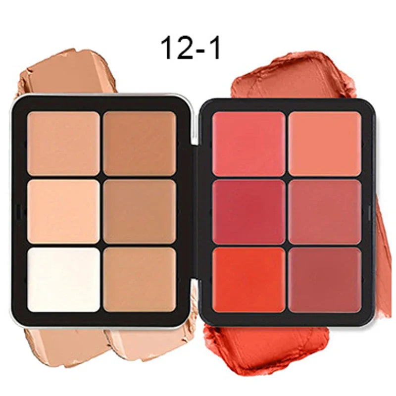 12-color Iron Box Concealer Blush Cream Matte Highlight Contour Makeup All-in-one Palette Contouring Makeup Wholesale