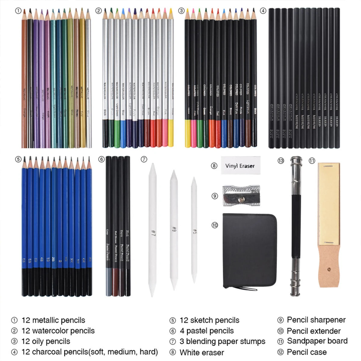 Drawing Pencils Set Colored Pencil and Sketch Pencils Drawing Kit Charcoal Oil Colored Pencil For Students Painting Art Supplies