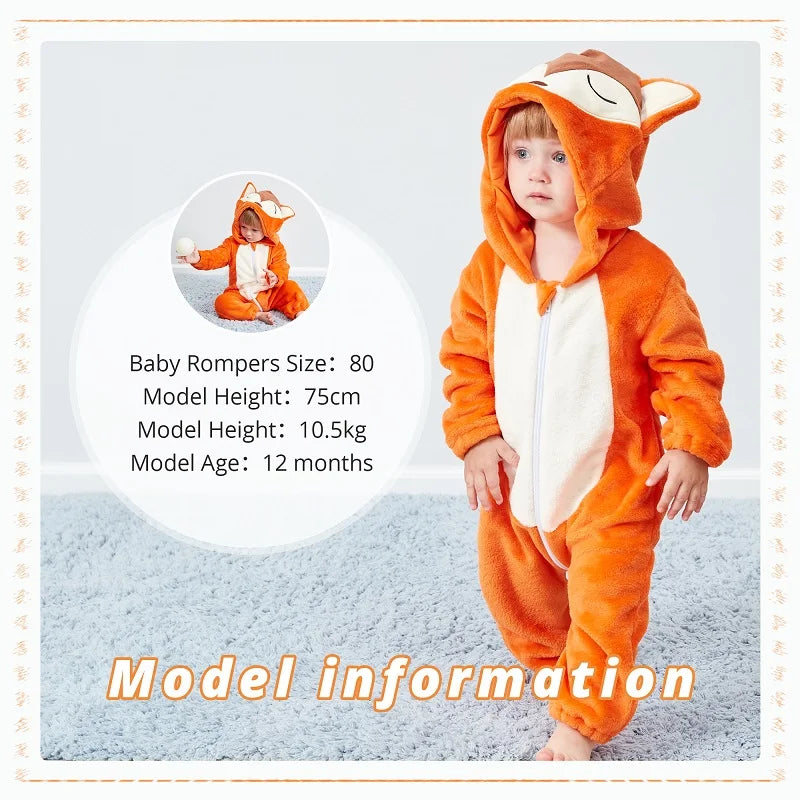 MICHLEY New Easter Rabbit Baby Rompers Winter Hooded Flannel Toddler Infant Clothes Overall Bodysuits Jumpsuit Costume For Kids