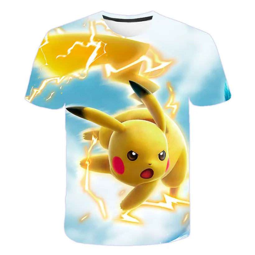 Children T-shirts Kids Tops Pokemon T Shirt Boys Short Sleeve Pikachu Tshirt Girls Clothes Tees Summer Casual Wear Girl T-shirt