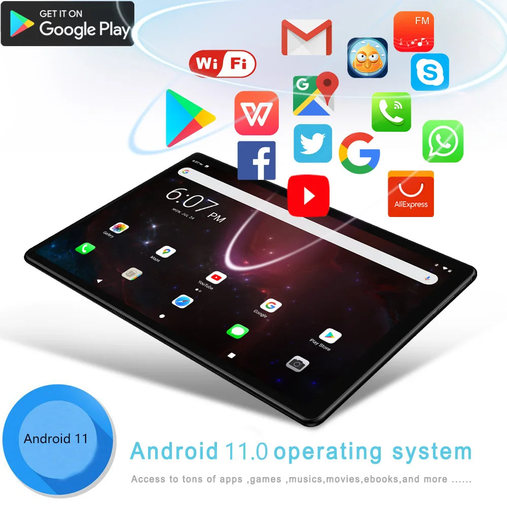 Global Version 10.1 Inch Octa Core Tablet Pc 4GB RAM 64GB ROM Google Play Dual Cameras Dual SIM Phone Call Bluetooth Wifi Tablet