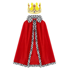 Adult Kids Velvet Cloak Christmas Halloween Costume Cloak King Prince Robe Crown Children Birthday Party Cosplay Props