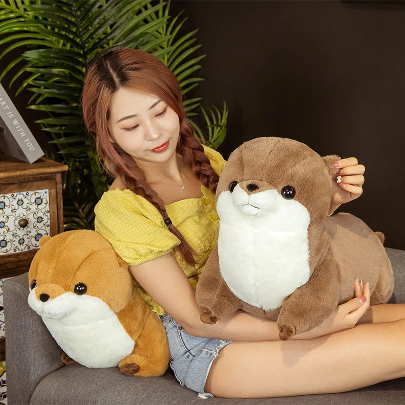 Simulation Cute Lutra Plush Toys Stuffed Realistic Otter Animal Doll Soft Seal Plushie Pillow for Kids