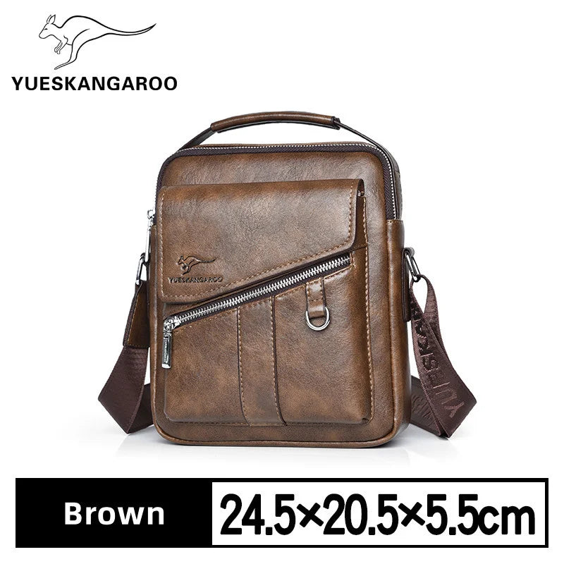 Kangaroo Luxury Brand Men Shoulder Bag Fashion Casual PU Leather Flap Men's Crossbody s 7.9-inch IPAD Handbags Travel Man