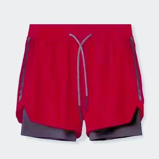 Double Layer Jogging Reflective Sports Shorts Men's Beach Quick-drying Pants