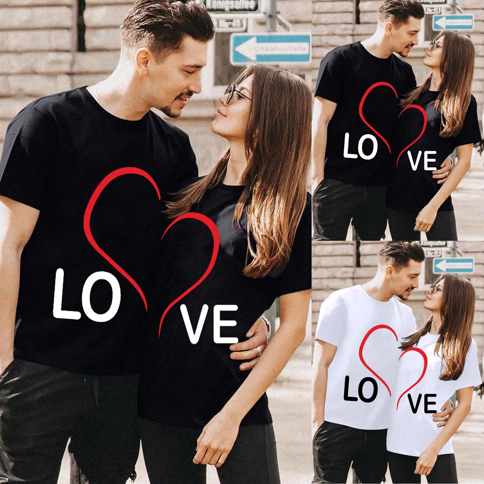 Love Heart Printing Couple T Shirts Wedding Love Gifts