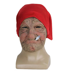 Lofytain Smoking Old Grandmother Mask Halloween Mask Latex Masks Realistic Costume Halloween Cosplay Props Funny Gift