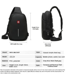 SWISS MILITARY Fashion Chest Bag Solid Color Chest Bag Outdoor Casual Fashion Shoulder Crossbody Bag Waterproof anti-theft bag