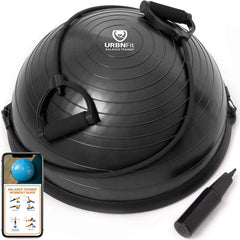 Half Balance Ball - Yoga Ball Balance Trainer for Core Stability & Full Body Workout at Home or Gym - Resistance Bands,