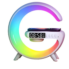 Wireless Charger Pad Stand Speaker TF Card RGB Night Light Lamp Alarm Clock Fast Charging Station Dock for iPhone Samsung Xiaomi