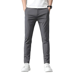 Summer Men's Casual Pants Thin Business Stretch Slim Fit Elastic Waist Jogger Trousers