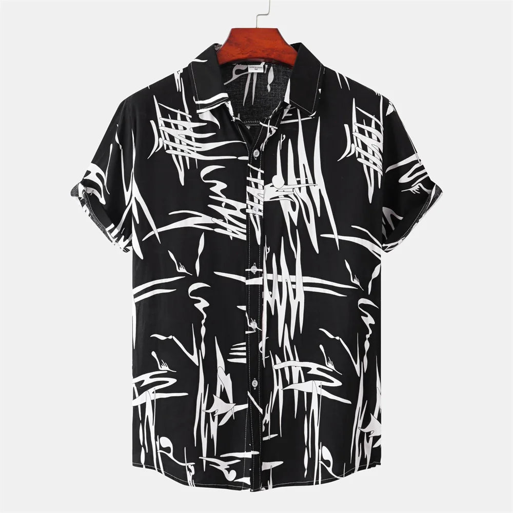 Simple Men'S Shirt 3d Printed Retro Fashion Top Loose Oversized Wear Every Day Casual Short Sleeved Shirt