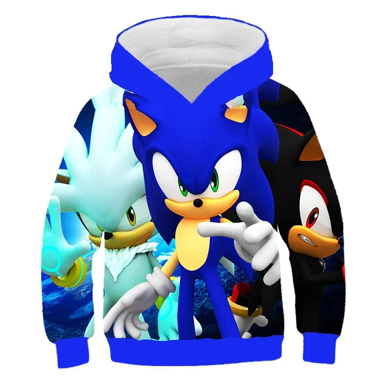 Fashion Sonic Hoodie For Kids Boys Girls Children Autumn Long Sleeve Printed Anime Sweatshirts Cool Tops Tees Men Women Clothing