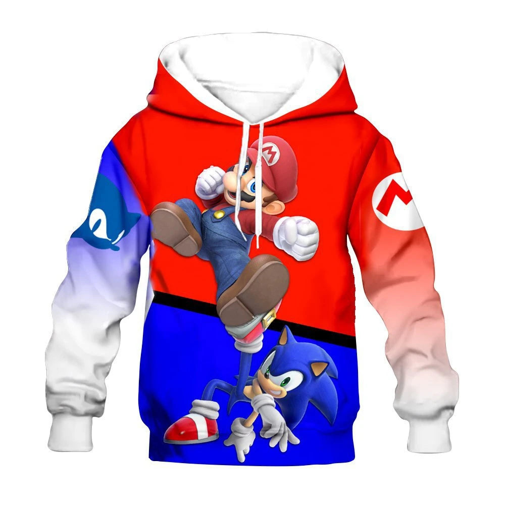 Children's Clothes Sonic 3D Hoodie for Kids Boys and Girls Cartoon Printing Sweatshirt Long Sleeve Spring Autumn Animation