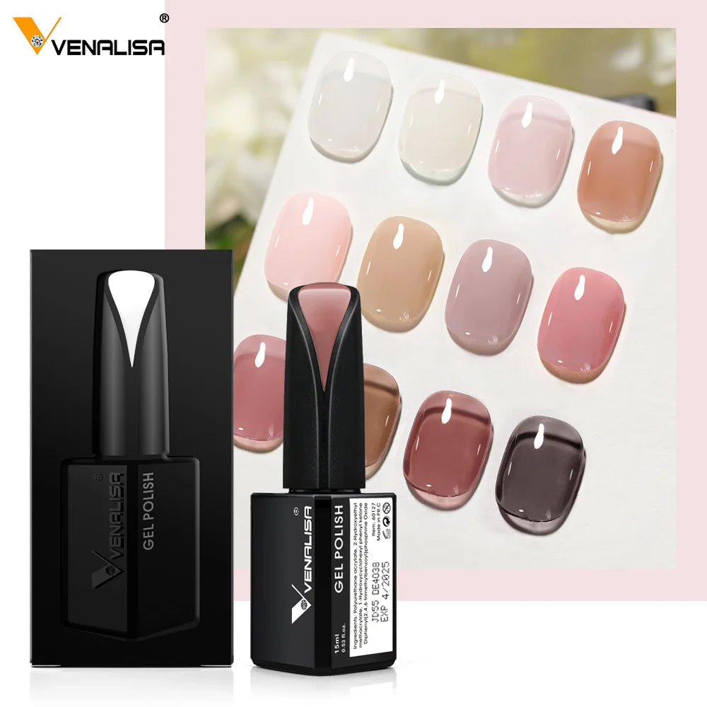 Venalisa 15ml Nail Gel Polish Semi Permanent Jelly Color