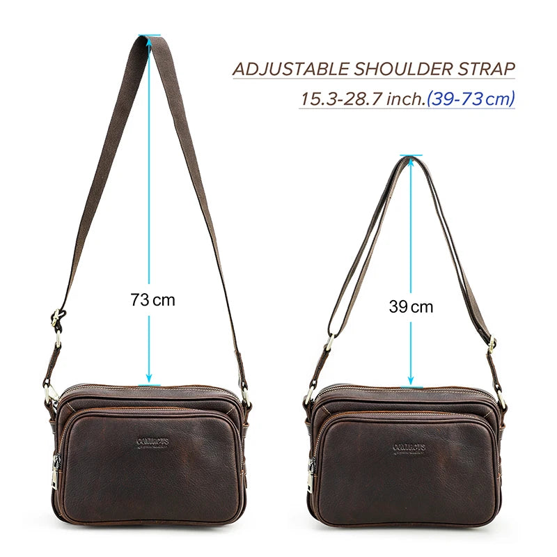 CONTACT'S Genuine Leather Small Messenger Bag Vintage Male Crossbody Bag Travel Sling Shoulder Bags Designer Handbag Bolso