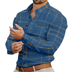 Brand New Boyfriend Shirt Long Sleeve Slim Fit Button Lapel Men's Tops 2024 Fall Fashion 3D Stripe Print Party Shirt