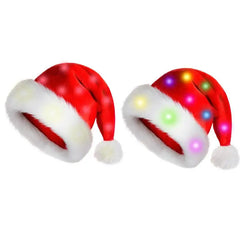 Adults Kids Christmas Hat HLED Christmas Hat Soft Plush Christmas Light-up Hat