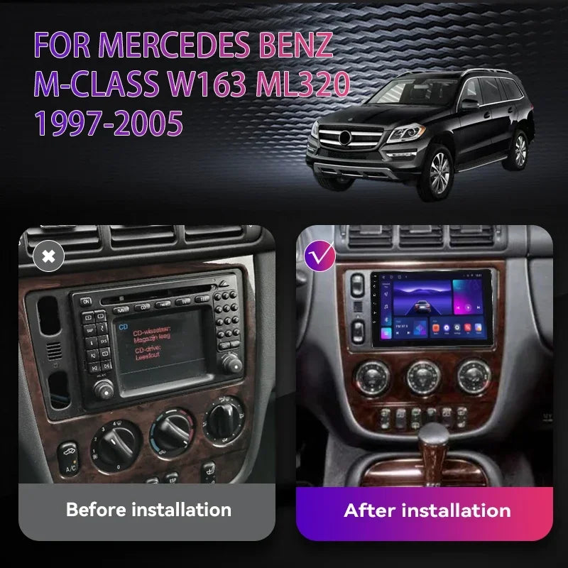 For Mercedes Benz M-Class W163 ML320 1997 - 2005 Android 12 Car Intelligent System Multimedia Video Player Head Unit Navigation
