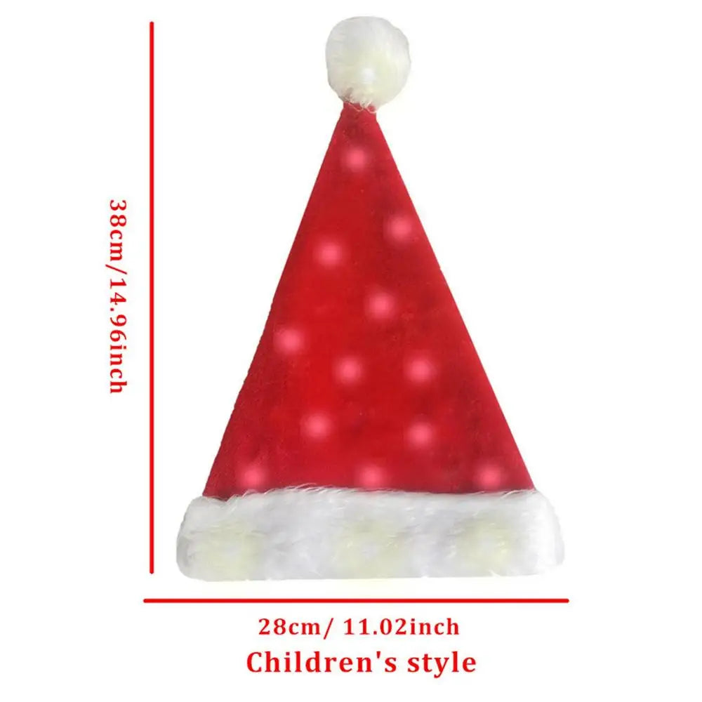 Adults Kids Christmas Hat HLED Christmas Hat Soft Plush Christmas Light-up Hat