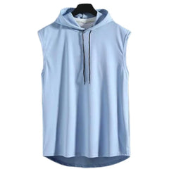 M-3XL Men's Tank Tops Vest Sleeveless Tees Hooded Male T Shirt Gym Exercise Sports Golf  Shirt Korean Style Casual Solid Color