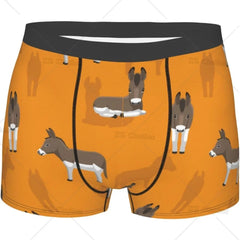 Funny Cartoon Donkey Pattern Men's Funny Underwear Boxer Briefs Slight Elasticity Male Shorts, Novelty Stylish Gift for Men Boys